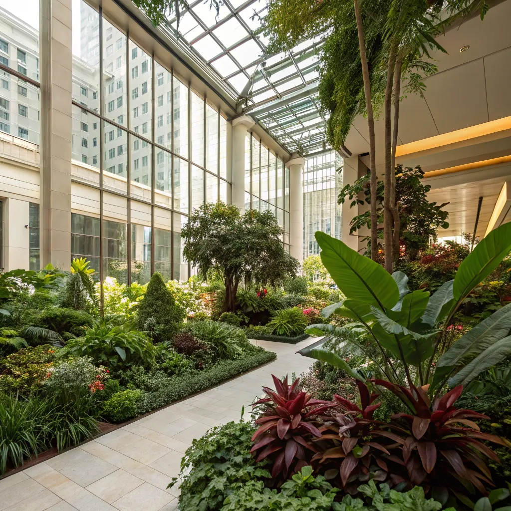 Beautiful atrium with varied plants