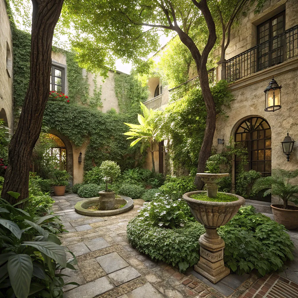 Lush courtyard with greenery