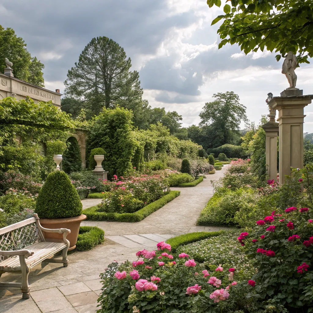 Lush courtyard garden